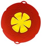 PureGenius Boil Over Spill Stopper, Boil Over Safe Guard, Silicone Spill Stopper, Boil Over Guard, 10.2-Inch Silicone Lid for Pots And Pans, Multipurpose Kitchen Tool. (1, Red)