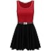 Oops Outlet Women`s Belted Sleeveless Flared Franki Party Club Skater Dress Top