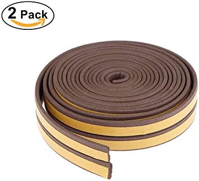 MOWANG Self-Adhesive EPDM Doors and Windows Draught Excluder Foam Seal Strip Soundproofing Collision Avoidance Rubber Weatherstrip for Cracks and Gaps Total 2 Pack 12m(I Model, Brown)