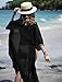 FOCUSNORM Women Chiffon 3/4 Sleeves Beach Dress Kimono Cardigan Swimsuit Cover Up (One size Fits US XS-L, Black)