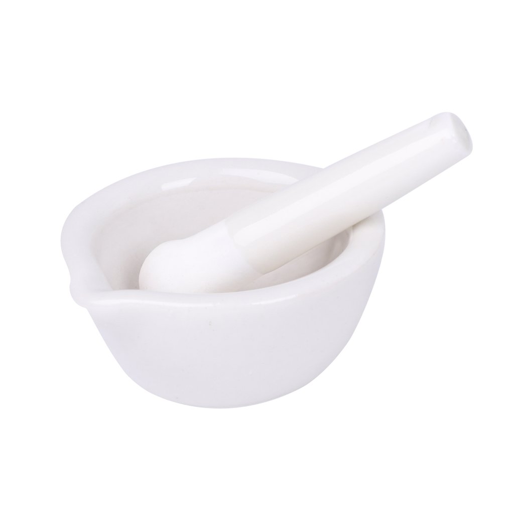 KINTRADE Porcelain Polished White Mortar and Pestle Set - 2.3 inch Diameter for Grinding Spices, Herbs, Medicine
