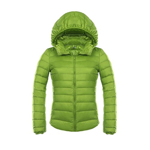 SLL-YH-1603-guolv-L SUNROLAN Cherry Women's Winter Hooded Coat Packable Ultra Light Weight Short Down Jacket Lime SLL-YH-1603-guolv-L SUNROLAN Cherry Women's Winter Hooded Coat Packable Ultra Light Weight Short Down Jacket Lime