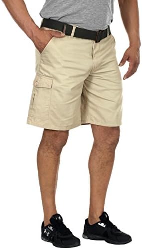 J.H. Design Mens Khaki Cargo Shorts with Stretch Sides (42, Khaki)