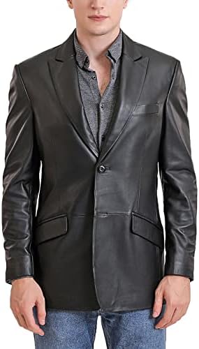 BGSD Men Kai 2-Button Lambskin Leather Blazer Sport Coat Jacket