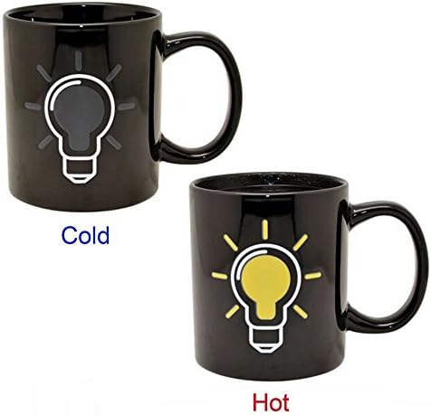 YEDAYS Magic Romance Bulb Design Coffee Mugs Heat Sensitive Color Changing Porcelain wake up Cups Strange Gift Ceramic cafe Mug Morning Cup For Valentine's day Gift