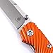 KIZER Cutlery Folding Pocket Knives Satin Drop Point Stonewashed Blade Orange Tactical EDC Knife Sunburst Aluminum Knife,Sliver Ki4419A1