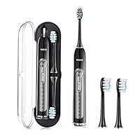 ZEHONG Sonic Electric Toothbrush,Electric Rechargeable Toothbrush for Adults 5 Modes with 2 Timer Waterproof Adjustable Vibration Intensity with Travel Case(Black)