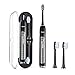 HIEIE Sonic Electric Toothbrush, USB Rechargeable Toothbrush Travel with 2 Replacement Heads, 5 Brushing Modes with 2 Minutes Timer, IPX7 Waterproof (Black) primary