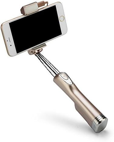 MiniPai Selfie Stick with Full Fill Light &amp; Rear Mirror,and Bluetooth Remote Shutter Monopod Fill Light for iPhone Samsung Android Phones (Gold)
