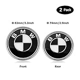 BMW Emblems Hood and Trunk, Black BMW Emblem Logo Replacement 82mm + 74mm for All Models BMW E30 E36 E46 E34 E39 E60 E65 E38 3 4 5 6 7 8 (74mm + 82mm)