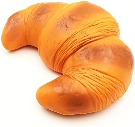 1pc Kawaii Jumbo Croissant Bread Bun Squishy Slow Rising Scented 7'' Food Wrist Hand Pad Rest Toy CharmStress Relief Toy hop props, decorative props(Orange))