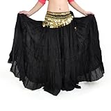 BellyLady Womens Belly Dance 8 Yard Skirt Vogue Bohemia Skirt Gypsy Maxi Skirt BLACK