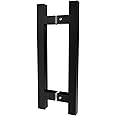 8" Back to Back Ladder Shape Pull Shower Door Handle Compatible with 1/4" to 1/2" Thickness Glass Door for Frameless Shower Doors, Matte Black with 304 Stainless Steel