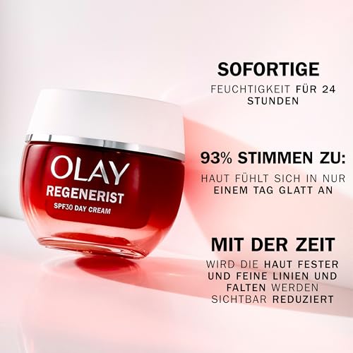 Olay Regenerist Day Cream Face SPF30, Anti-Wrinkle + Firming Care with SPF30, Niacinamide and Peptides, Renews, Tightens and Moisturises, Non-Greasy 50 ml