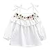 Colorful Childhood Little Girls Off Shoulder Flower White T Shirt Summer Blouse