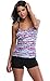 Charmleaks Womens Solid Geo Printed Tankini Two Piece Tankini Top Swimwear Set
