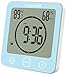 KADAMS Shower Clock Waterproof Bathroom Timer – Digital Wall Clock with Countdown, Magnetic Kitchen Clock with Temperature & Humidity, Suction Cup for Kids Shower Spa Sauna Cook Bath, Blue