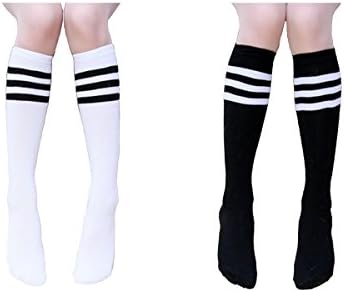 Little Kids Kindergarten 3 Stripes Football Sport Tube Socks Stockings 2 Pack (3 Stripes)