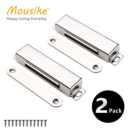 Mousike Magnetic Door Catch,70lb Stainless Steel Cabinet Door Magnets with Strong Magnetic for Kitchen Cupboard Wardrobe Closet Cabinet Door Drawer Latch (3.8"70 lbs(2 Pack))