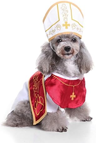 KeeKit Dog Puppy Pet Cat Halloween Festival Holy Pope Hound Special Clothes Costume (Small)