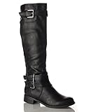Women's NEW Leatherette Buckle Accent Knee High Riding Boots
