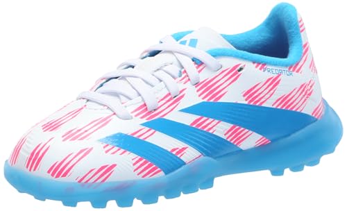 adidas Unisex-Kids League Predator Turf, White/Solar Blue/Solar Pink, 1.5