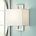 Possini Euro Design Aundria Modern Indoor Wall Lamp with Cord Brushed Nickel Metal Plug-in Light Fixture Rectangular White Shade for Bedroom Bedside House Reading Living Room Home Hallway Dining