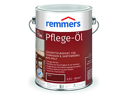 Remmers Pflege-Öl teak, 2,5 Liter, Holzöl für Holz innen und außen, wasserabweisend, wetterfest, für Gartenmöbel und Holzterrassen geeignet
