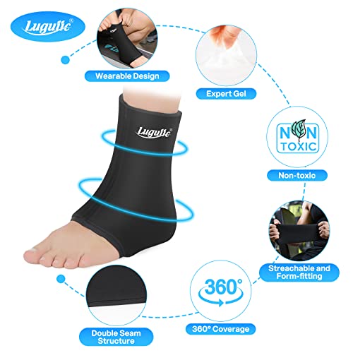 Luguiic Ankle Ice Pack Wrap for Injuries Reusable Gel Cold Pack for Achilles Tendon Injuries, Plantar Fasciitis, Sprained, Swelling, Bursitis & Sore Feet