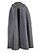 Clothink Women Solid Wool Hooded Split Front Poncho Cape