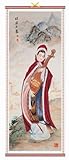 Musical Lady Rattan Scroll Picture Asian Art Home Decor - Feng Shui
