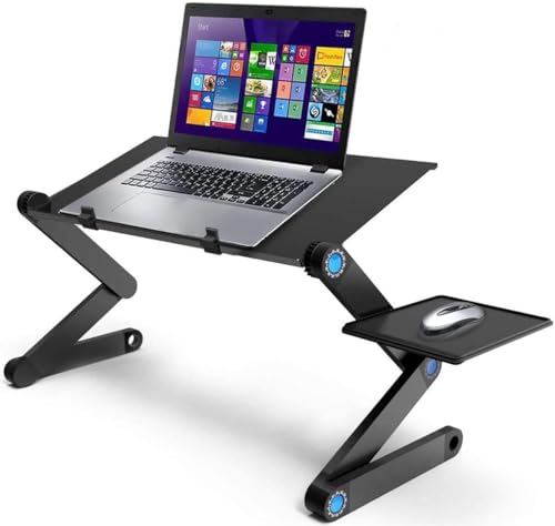 SEXYBIRDS Mesa Ventilador Base Enfriadora para Laptop,Bastidor de Enfriamiento para Computadora Portátil, Soporte de Aluminio Ajustable, Adecuado para Sofás, Camas,etc, Diseño Ergonómico