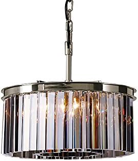 Rhys 6 Light Silver Grey Glass Prism Chandelier Light Fixture in Polished Nickel Finish - Restoration Revolution 700138-006