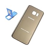 Replacement Glass Battery Door Cover Rear Housing Case Gold w Adhesive For Samsung Galaxy S7 Edge Verizon G935V AT&T G935A T-mobile G935T Sprint G935P G935 + DIYFUN Portable Cell Phone Holder