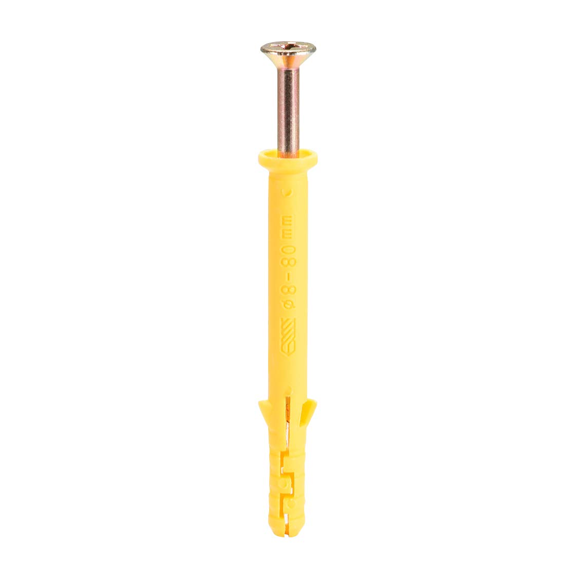 sourcing map 8mmx80mm Plastic Expansion Tube for Drywall with Screws Yellow 15pcs