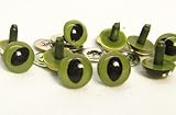 Sassy Bears 15mm Green Cat Reptile Safety Eyes for Bear, Doll, Puppet, Plush Animal and Craft - 10 Pairs