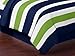 Navy Blue Lime Green and White Childrens, Kids, Teen 3 Piece Full / Queen Boys Stripe Bedding Set Collection