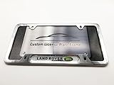 LAND ROVER Logo Emblem Custom Automotive License Plate Frame (Car Accessory Warehouse Exclusive Product) Polish Mirror Silver Chrome Color Slim 4 Holes Frame Tag Bracket Holder