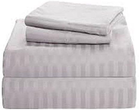 5 PCs Set Duvet/Quilt Cover Set(1X Duvet Cover+4 Pillow Case) Light Grey Stripe Super King Size Egyptian Cotton 650 TC Button Closer!