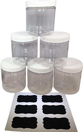 Containers Storage Jars Chalkboard Labels - 8oz (6 Pack) + Sealable Lids + Decorative Model