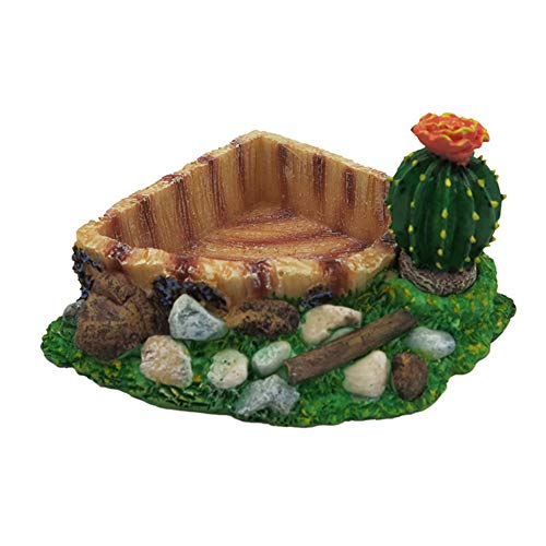 RONSHIN Simulate Cactus Shape Feeder Food Water Feeding Bowl for Reptile Tortoise Lizards 25589