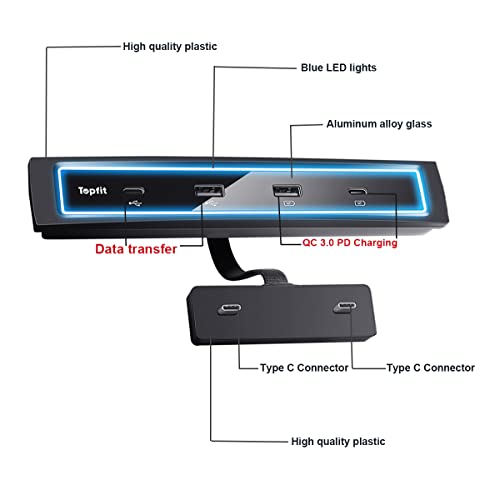 Topfit For Tesla 2021 2022 2023 USB LED Hub Compatible Docking Station 