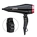 JINRI Ionic Hair Dryer Anti-static Powerful AC Motor Professional Blow Air Dryer with Nozzle, Black
