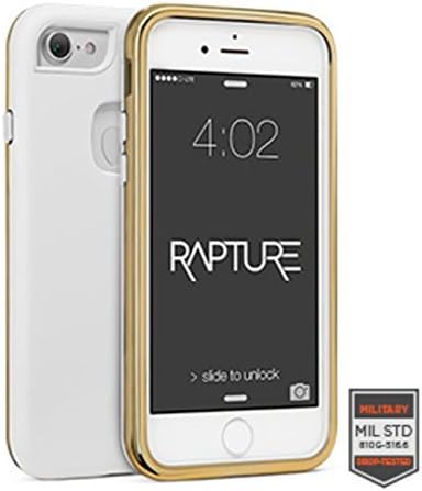 iPhone 8 4.7" Case, Cellairis Rapture Elite 3-Layer Grippy Protective Shockproof Rugged Impact Polycarbonate/Silicone Defense Case for Apple iPhone 8 - Matte Finish (White/Gold)