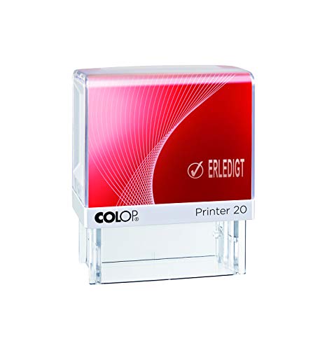 COLOP 100638 Printer 20 Text Stamp with Text Ervollt mit Pictogram Imprint in Folding Box Blue/Red