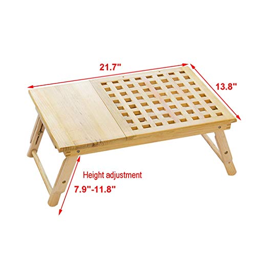image for Folding Desk,SuperUS Height Adjustment Laptop Tray Desk Solid Wood Fol