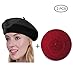 Beret Hat of French Vintage Style, Berets for Women, 2 Pack Solid color Hat 15colors, Elegant Soft Stretch Wool Cap, Lightweight Classic Boinas Winter Beanie-Black/Burgundy