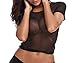JnZeBly Womens Sheer See-Through Gauze Crop Tops Black S