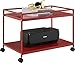 Marshall 2-Shelf Rolling Coffee Table Cart, Red Finish