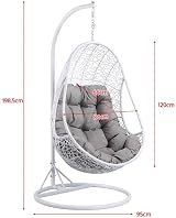 Yaheetech Hammock Chair Rattan Swing Chair Garden Indoor Outdoor White view 3